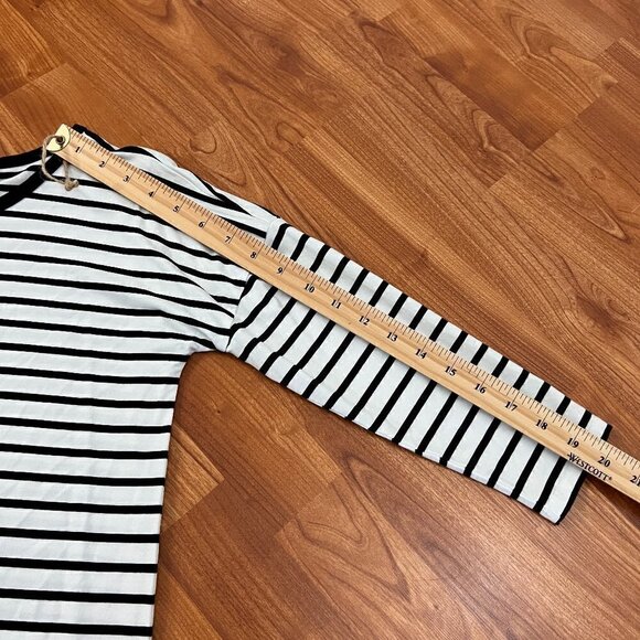 Press Soft Knit Tshirt Dress Black & White Stripe Knee Length Sz S Small - Picture 6 of 7